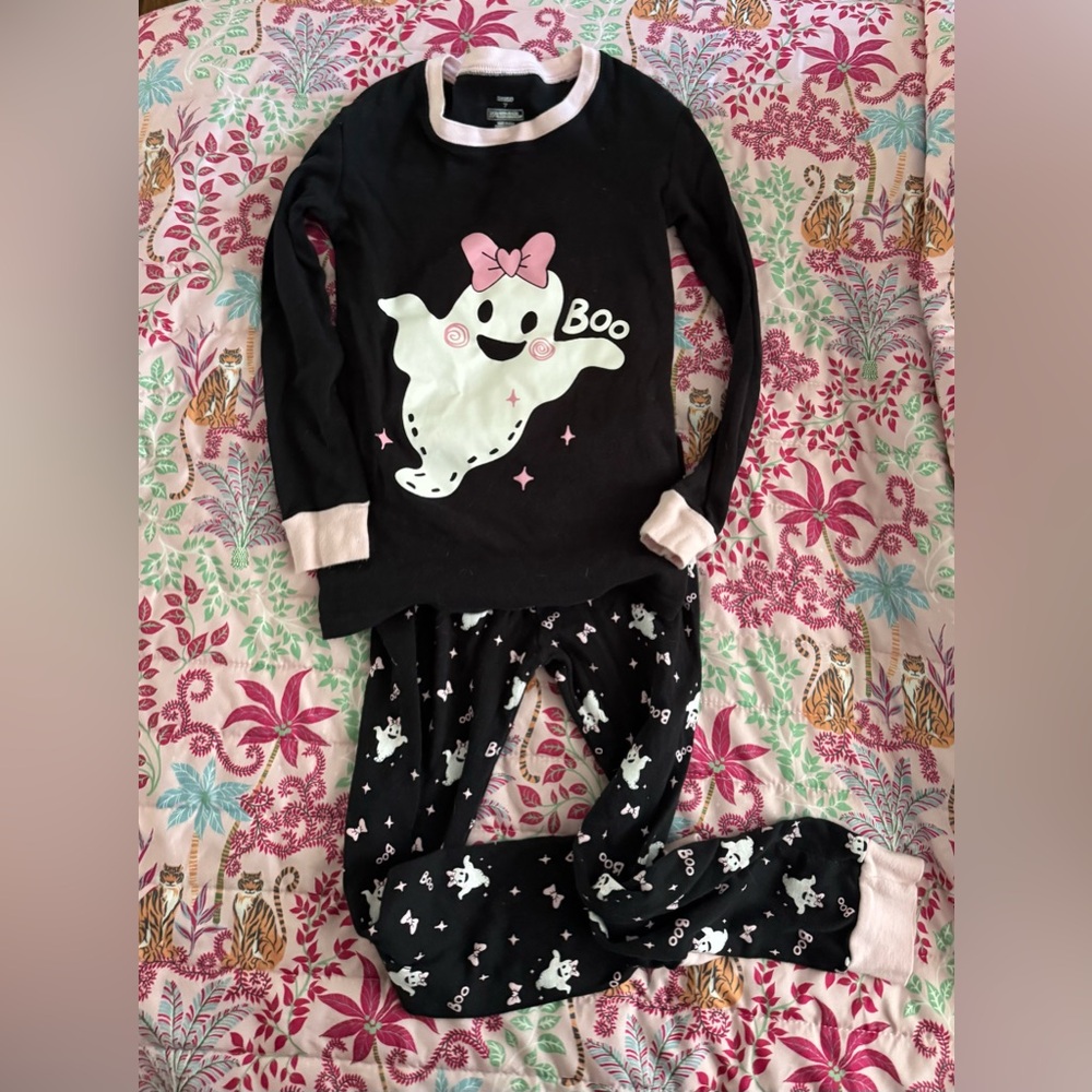 Black and White Ghost Pajama Set with Playful Design